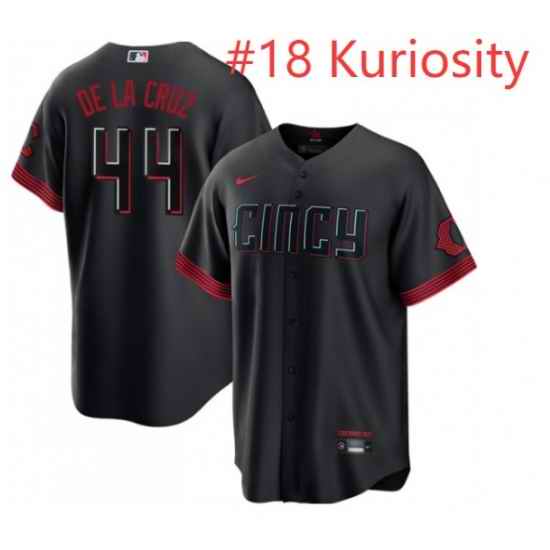 Men Cincinnati Reds Kuriosity #18 2023 City Connect Cool Base Stitched Baseball Jersey