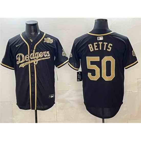 Men Los Angeles Dodgers  50 Mookie Betts Black Military Appreciation Game Day Stitched Baseball Jersey 376