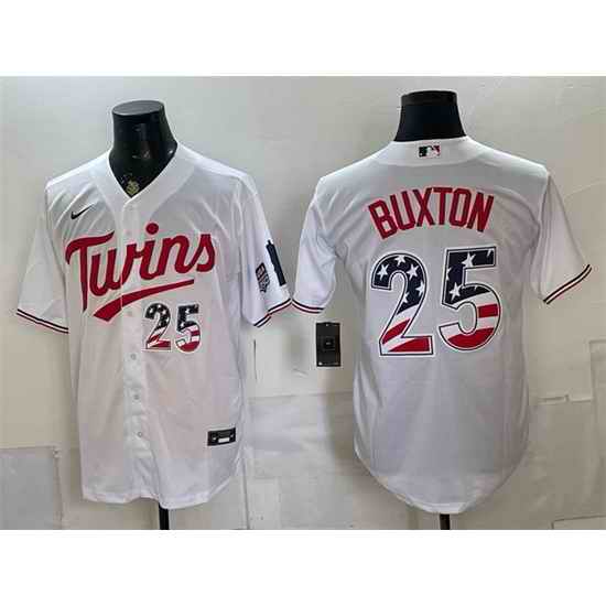 Men Minnesota Twins  25 Byron Buxton White 2026 USA 250 Fourth of July Stitched Baseball Jersey