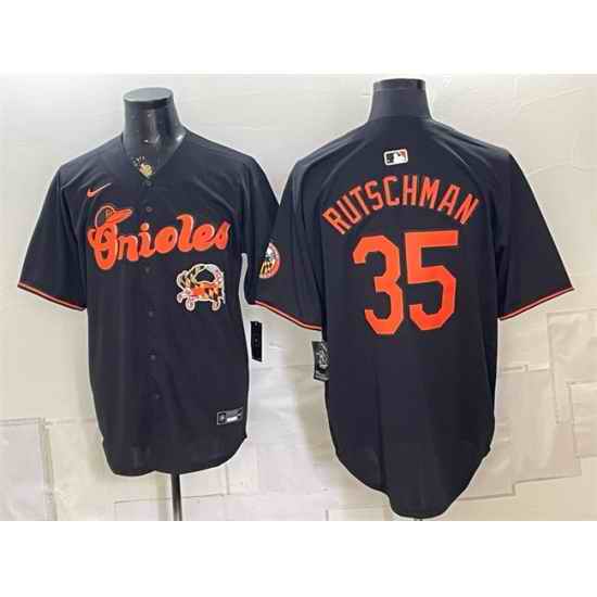 Men Baltimore Orioles 35 Adley Rutschman Black With Patch Vapor Premier Limited Stitched Baseball Jersey