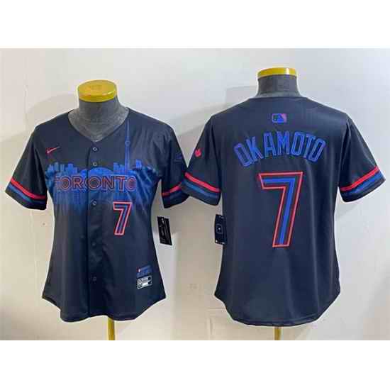 Youth Toronto Blue Jays 7 Kazuma Okamoto Navy 2024 City Connect Limited Stitched Baseball Jersey