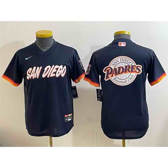 Youth San Diego Padres Team Big Logo Obsidian 2026 City Connect Stadium Stitched Baseball Jersey 001
