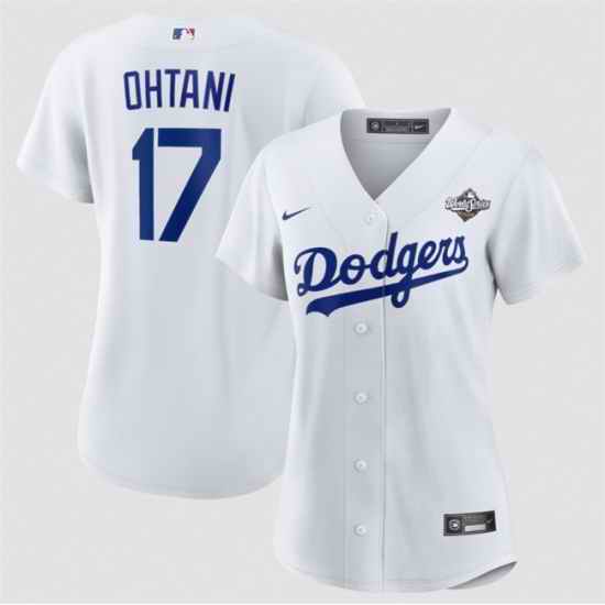 Women Los Angeles Dodgers 17 Shohei Ohtani White 2025 World Series Home Cool Base Stitched Baseball Jersey