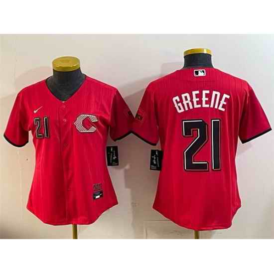 Women Cincinnati Reds 21 Hunter Greene Red 2026 City Connect Stadium Stitched Baseball Jersey