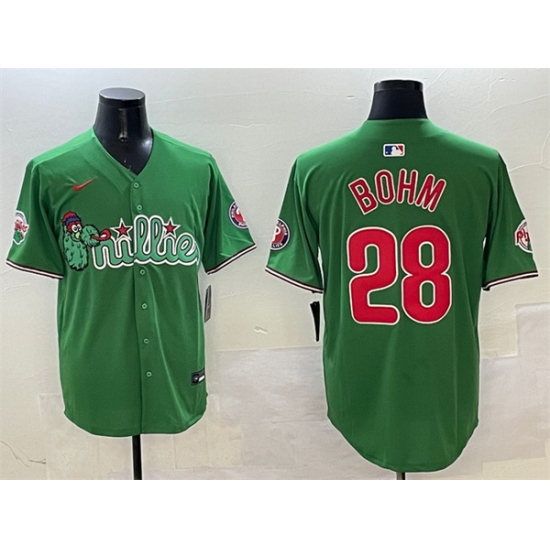 Men Philadelphia Phillies 28 Alec Bohm Green Phanatic Limited Stitched Jersey