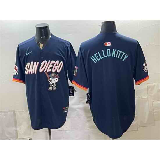 Men San Diego Padres X Hello Kitty Obsidian 2026 City Connect Stadium Stitched Baseball Jersey