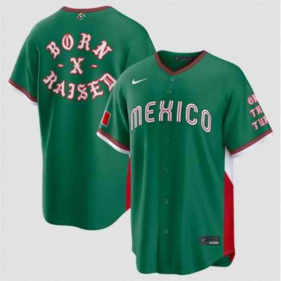 Men Mexico Baseball Born x Raised Green 2026 World Baseball Classic Stadium Stitched Jersey