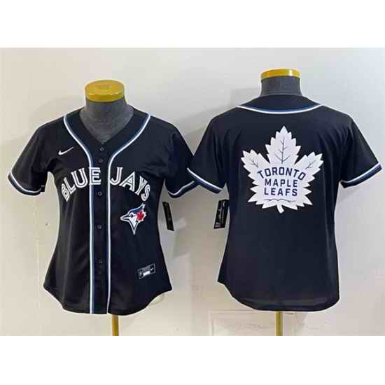 Youth Toronto Blue Jays  Leafs With White Leafs Logo 2026 Fashion Replica Black Out Stitched Baseball Jersey