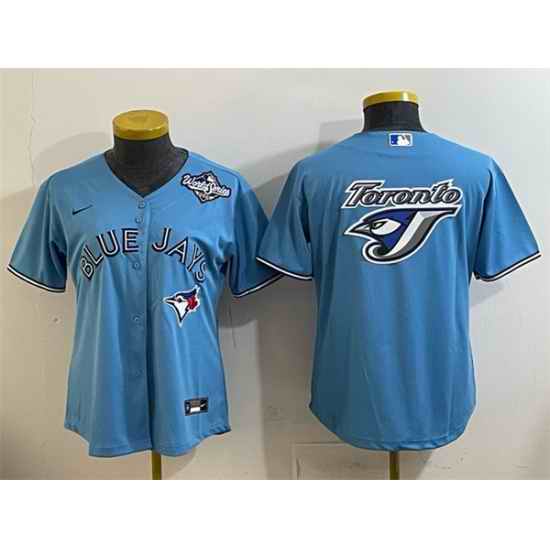 Women Toronto Blue Jays Team Big Logo Blue 2025 World Series Cool Base Stitched Baseball Jersey