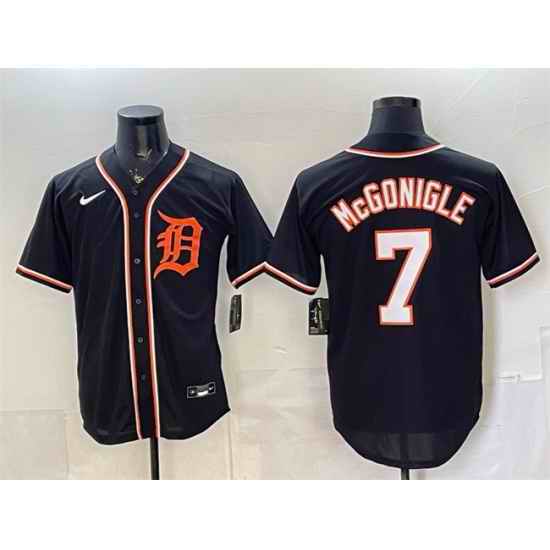 Men Detroit Tigers  7 Kevin McGonigle 2026 Fashion Replica Black Out Stitched Baseball Jersey