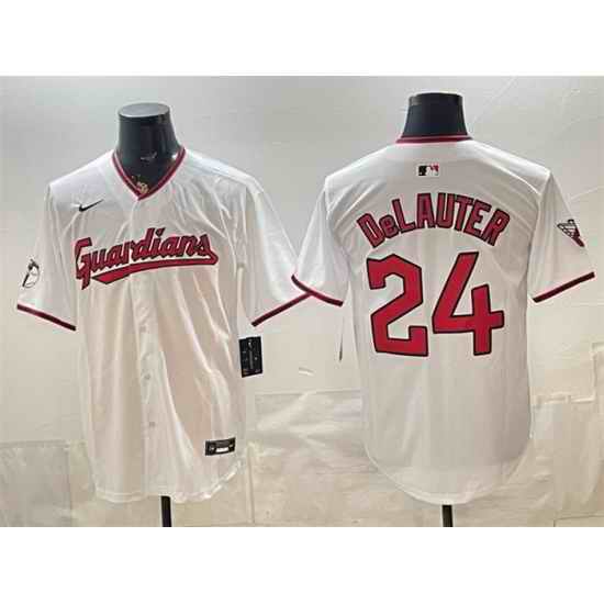Men Cleveland Guardians  24 Chase DeLauter White Home Limited Stitched Baseball Jersey 593