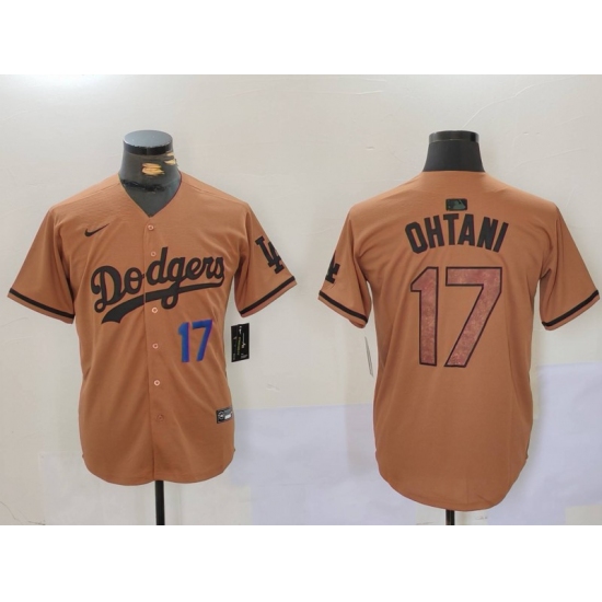 Men Los Angeles Dodgers 17 Shohei Ohtani Brown Cool Base Stitched Baseball Jersey 3