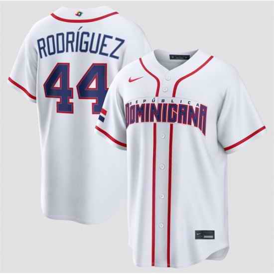 Men Dominican Republic Baseball  44 Julio Rodr%C3%ADguez White 2026 World Baseball Classic Home Stadium Stitched Jersey