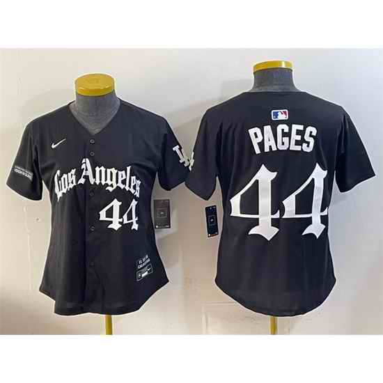Women Los Angeles Dodgers  44 Andy Pages Black LA Gothic Style Limited Stitched Baseball Jersey
