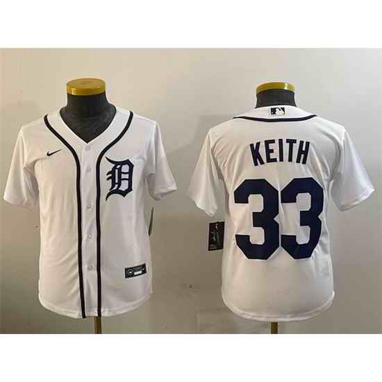 Youth Detroit Tigers 33 Colt Keith White Cool Base Stitched Baseball Jersey