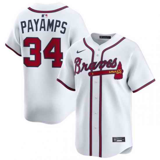Men Atlanta Braves Nike Alternate Limited Jersey White Payamps Joel 34