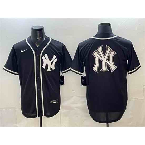Men New York Yankees Team Big Logo 2026 Fashion Replica Black Out Stitched Baseball Jersey 001