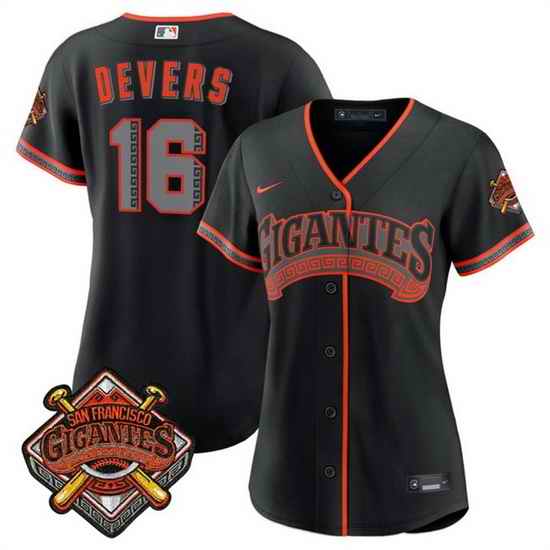 Women San Francisco Giants  16 Rafael Devers Black 2026 Alternate Stadium Stitched Baseball Jersey