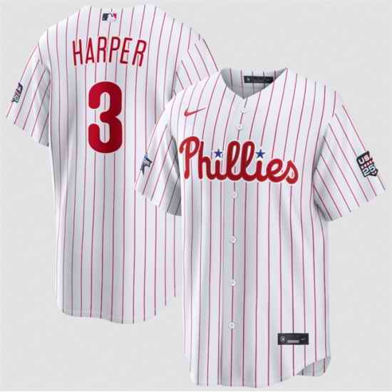 Men Philadelphia Phillies  3 Bryce Harper White 2026 All Star Game   USA 250 Patch Stitched Baseball Jersey