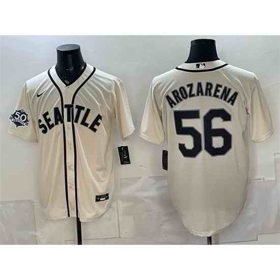 Men Seattle Mariners  56 Randy Arozarena Cream 50th Anniversary Alternate Stitched Baseball Jersey