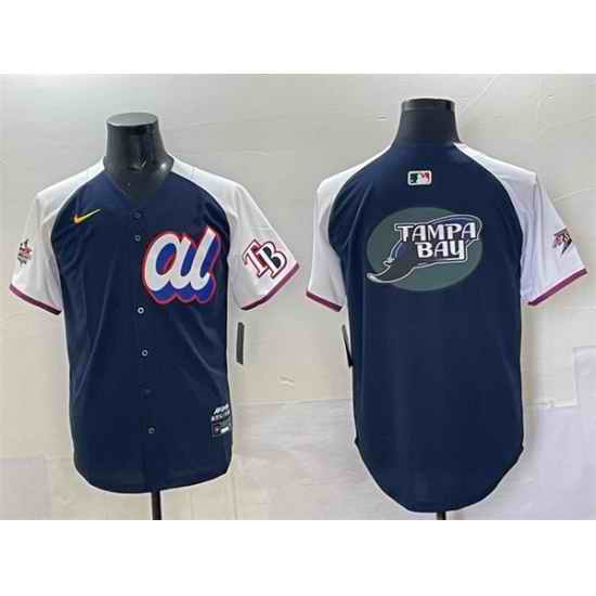 Men American League Tampa Bay Rays Team Big Logo Navy Alternate 2025 All Star Edition Limited Stitched Baseball Jersey