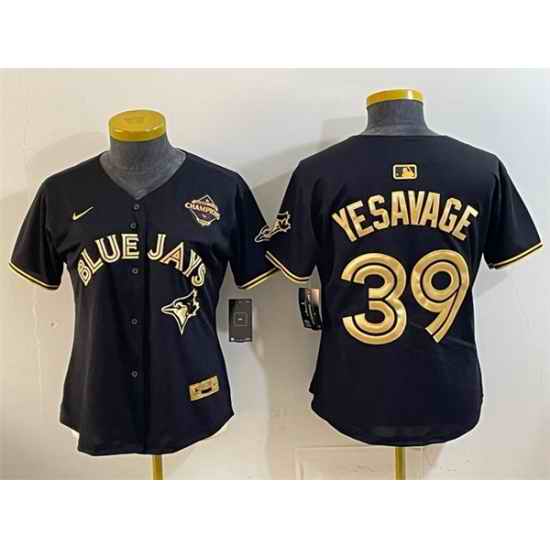 Women Toronto Blue Jays 39 Trey Yesavage Black Gold 2025 American League Champions Limited Stitched Baseball Jersey