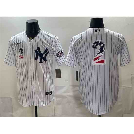 Men New York Yankees  2 Derek Jeter White 2026 USA 250 Fourth of July Home Stadium Stitched Baseball Jersey