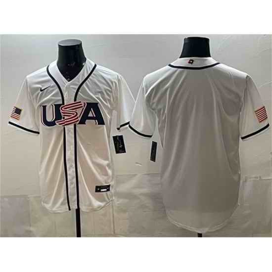 Men USA Baseball Blank White 2026 World Baseball Classic Home Stadium Stitched Jersey