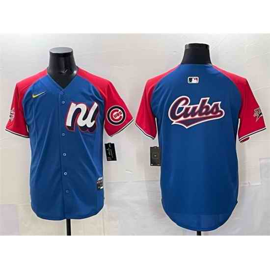 Men National League Chicago Cubs Team Big Logo Blue Red Alternate 2025 All Star Edition Limited Stitched Baseball Jersey