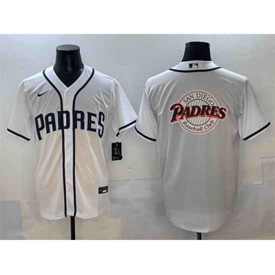 Men San Diego Padres Team Big Logo White Cool Base Stitched Baseball Jersey 002