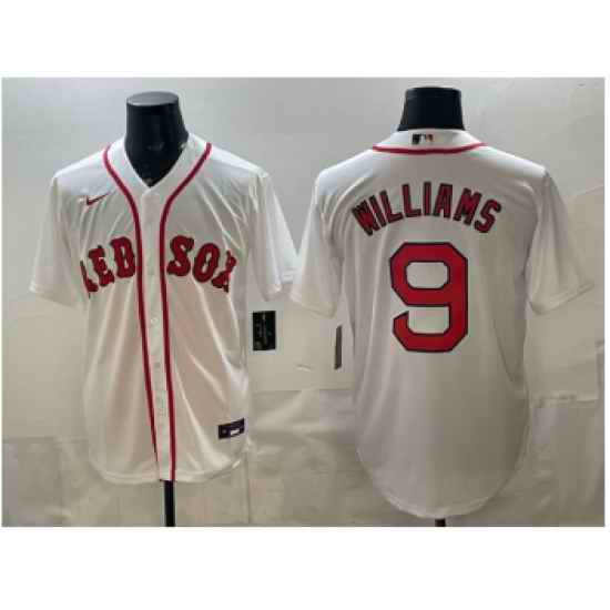 Men's Boston Red Sox #9 Ted Williams White Cool Base Stitched Baseball Jersey