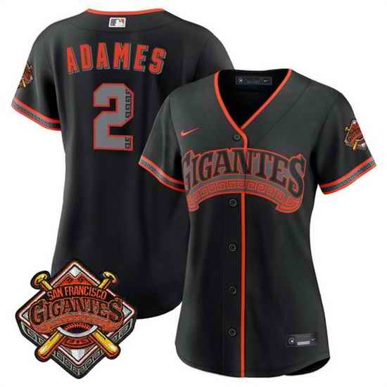 Women San Francisco Giants  2 Willy Adames Black 2026 Alternate Stadium Stitched Baseball Jersey