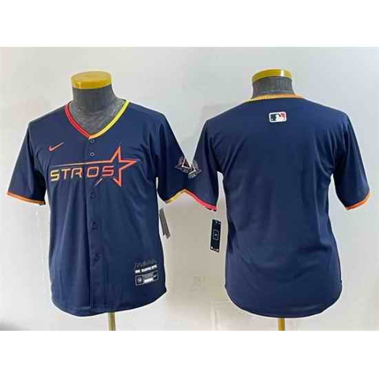 Youth Houston Astros Blank Navy 2025 City Connect Limited Stitched Baseball Jersey