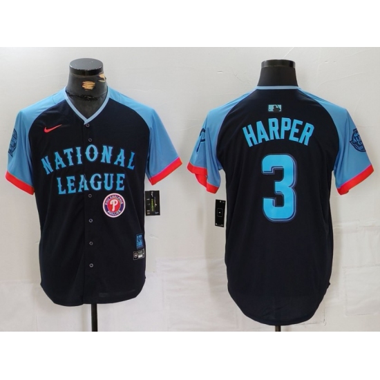 Men National League 3 Bryce Harper Navy 2024 All Star Limited Stitched Baseball Jersey