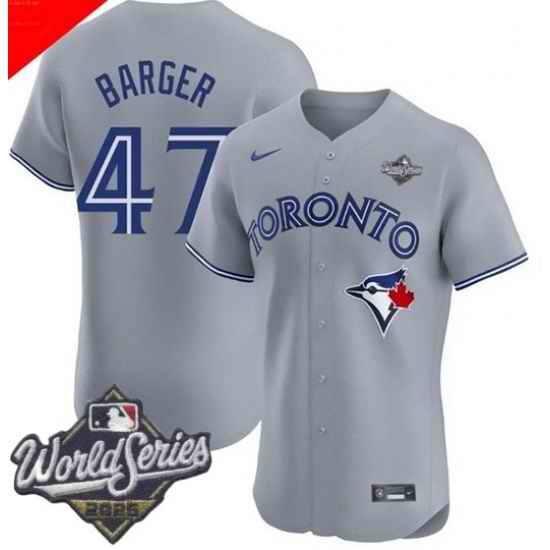 Men Toronto Blue Jays 47 Addison Barger Cool Base Stitched Baseball Jersey Gray