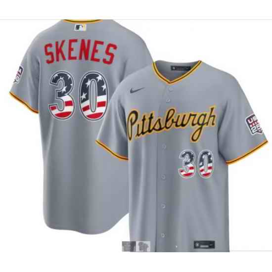 Men Pittsburgh Pirates #30 Paul Skenes Fourth of July 2026 Stitched MLB jerseys