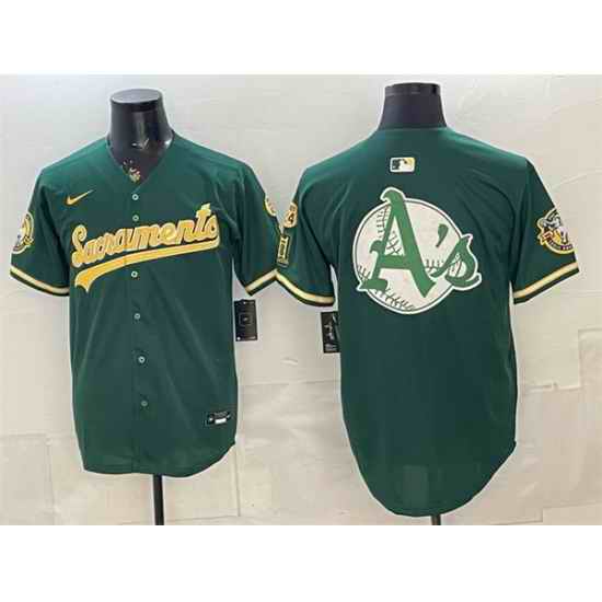 Men Oakland Athletics Team Big Logo 2026 Green Alternate Sacramento Celebrating 125 Years Vapor Limited Stitched Baseball Jerseys 001