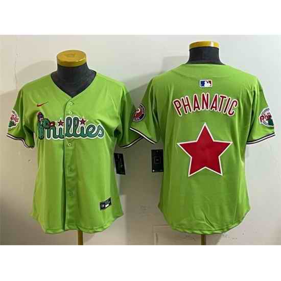 Women Philadelphia Phillies Light Green Phanatic Limited Stitched Jersey