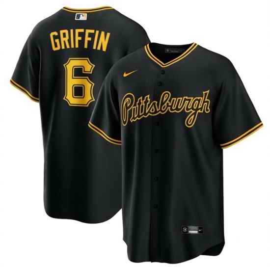 Men Pittsburgh Pirates  6 Konnor Griffin Black 2026 Cool Base Stitched Baseball Jersey