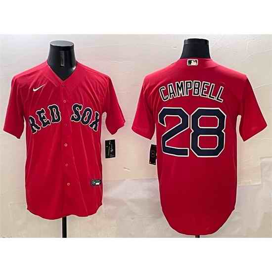 Men Boston Red Sox 28 Kristian Campbell Red Cool Base Stitched Baseball Jersey