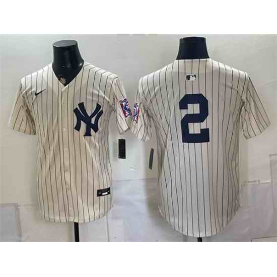 Men New York Yankees  2 Derek Jeter Cream 2026 Field of Dreams Stadium Stitched Baseball Jersey