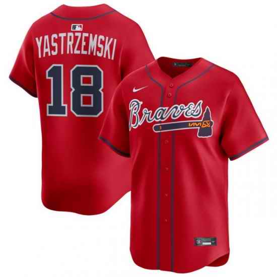 Men Atlanta Braves Nike Alternate Limited Jersey Red Yastrzemski Mike 18