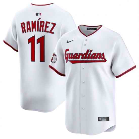Men Cleveland Guardians 11 Jose Ramirez White Home Limited Stitched Baseball Jersey