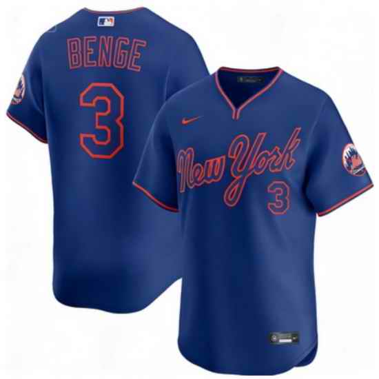 Men New York Mets Nike Carson Benge #3 Blue Home Stitched Player Jersey
