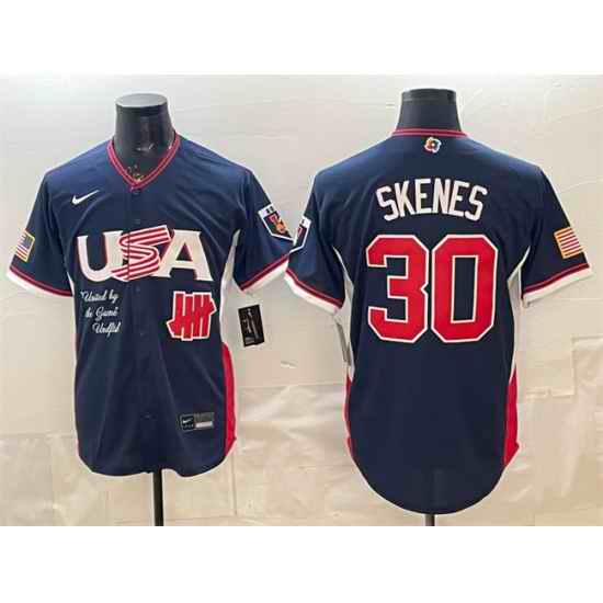 Men USA Baseball x Undefeated  30 Paul Skenes Navy 2026 World Baseball Classic Stadium Stitched Jersey