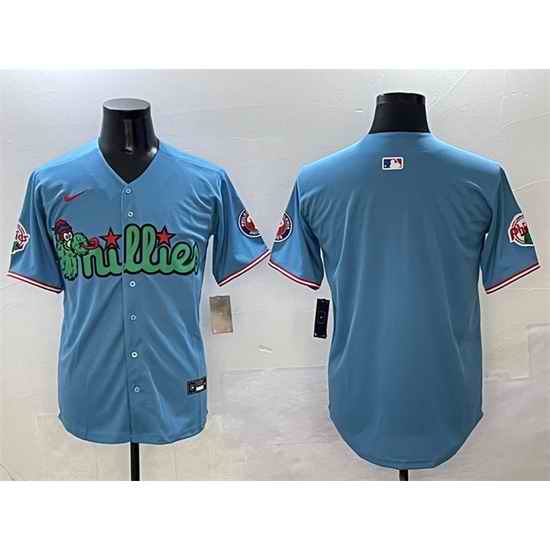 Men Philadelphia Phillies Blank Light Blue Phanatic Limited Stitched Jersey