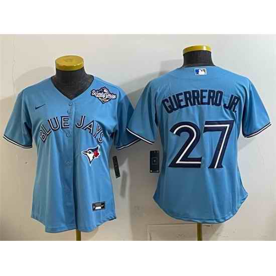 Women Toronto Blue Jays 27 Vladimir Guerrero Jr  Blue 2025 World Series Cool Base Stitched Baseball Jersey