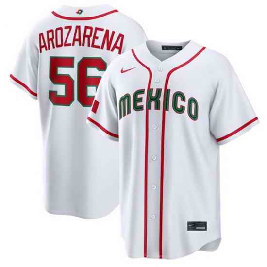 Men Mexico Baseball  56 Randy Arozarena White 2026 World Baseball Classic Home Stadium Stitched Jersey