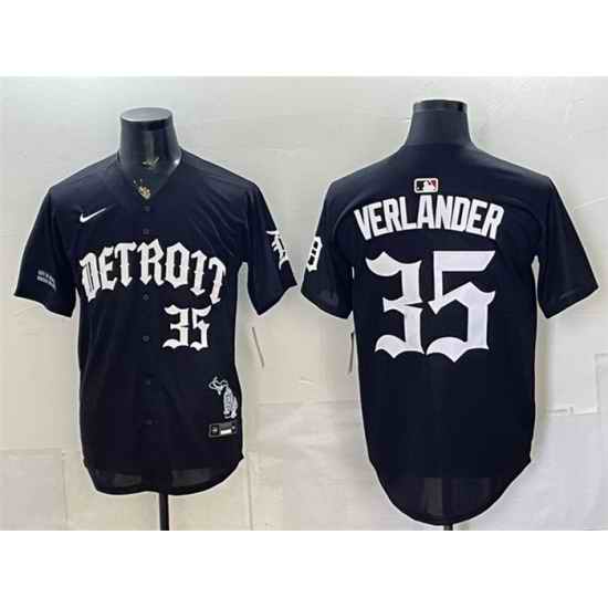 Men Detroit Tigers  35 Justin Verlander 2026 Black  Motor Gothic Edition  Vapor Premier Limited Stitched Baseball Jersey