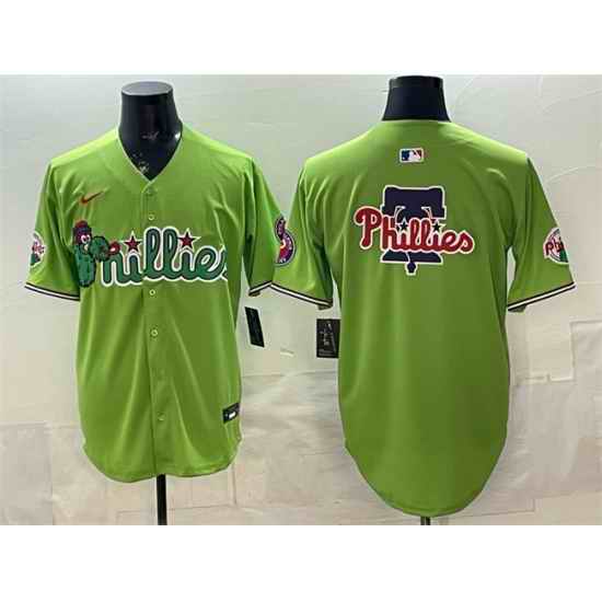 Men Philadelphia Phillies Team Big Logo Light Green Phanatic Limited Stitched Jersey